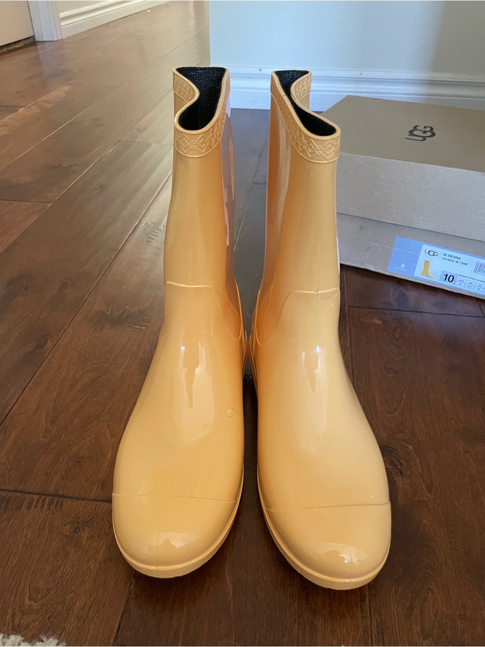 UGG Glossy Pale Yellow Waterproof Ankle Boots